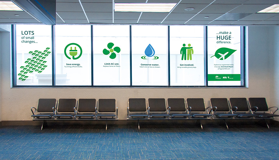 flyGreenMIA airport employee lounge signage