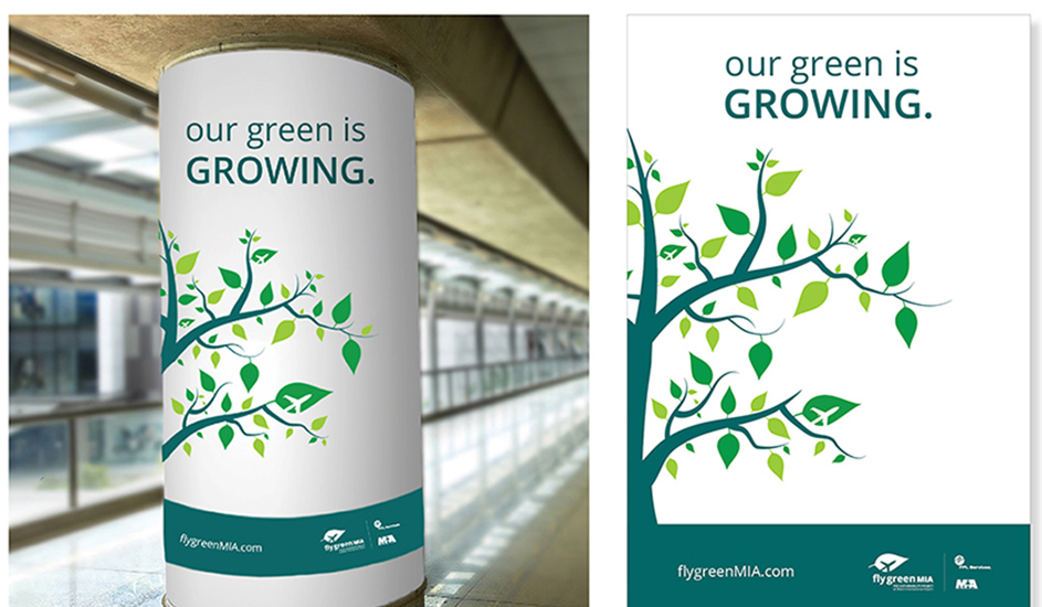 flyGreenMIA airport column signage