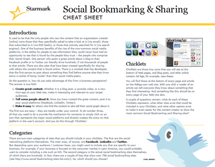 Social Bookmarking & Sharing Cheat Sheet